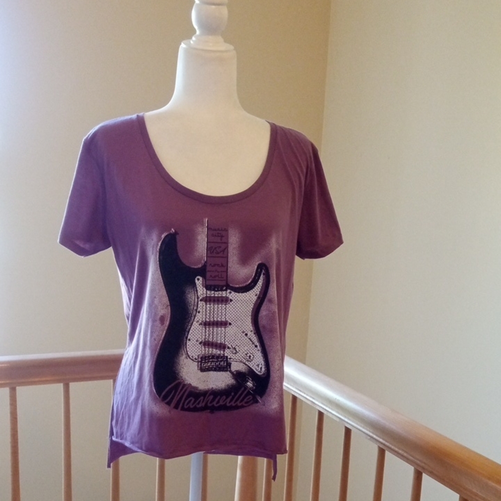 Next Level Apparel Nashville Country Music City USA Guitar Bling Graphic Tee
